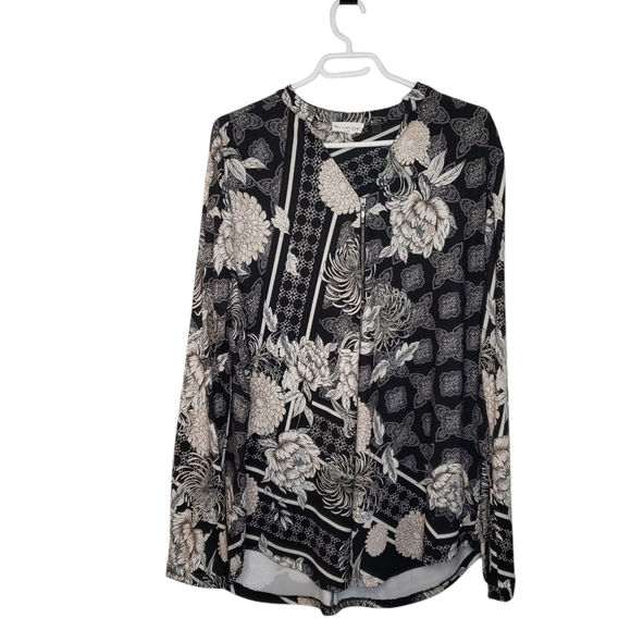 Point Zero Floral 1/4 Zip Long Sleeve Top Pullover Neutral Women's Size XL - Picture 5 of 14